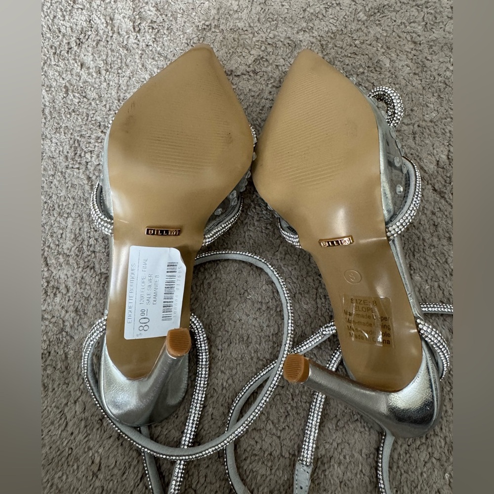 Bellini Silver Rhinestone Bow Pointed-Toe Heels - Picture 10 of 10